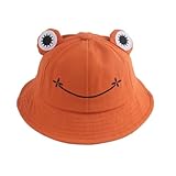 QAZWZG Sombrero De Cubo Rana For Padres E Hijos, Pesca, Gorras Pescador For El Sol Al Aire Libre para Hombre(Orange,Adult Size)