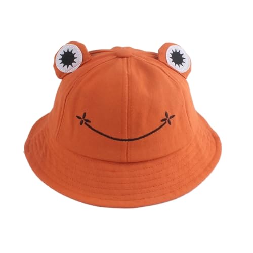 Chapeau seau grenouille orange enfant pour protéger du soleil avec humour