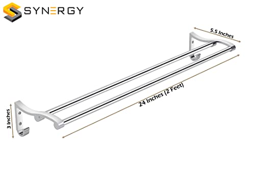 Image of SYNERGY - Stainless Steel 24 Inch Towel Rod /Towel Rods for Bathroom /Towel Bars /Hangers /Stands /Towel Holders /Bathroom Accessories (Chrome Finish) - SY-TH2