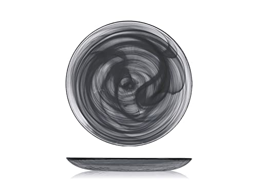 H&H Alabastro Set 6 platos de frutas, vidrio, negro, 21cm