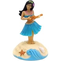 Blue Solar Powered Dancing Figures Decoration, Solar Shaking Head Ornaments Hula Girl, Car Interior Shaking Head Toy, Solar Powered Car Dashboard Interior Decoration Dancing Toy Desktop Ornaments