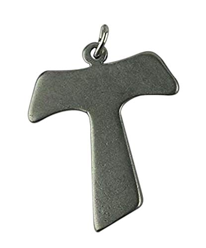 Eurofusioni Croce Tau placcato argento. Ciondolo ideale per collane, bracciali e Bomboniere fai da te. Matrimonio, cresima, comunione e Battesimo/Nascita bambino e bambina - Charm h 3 cm - 10 pezzi