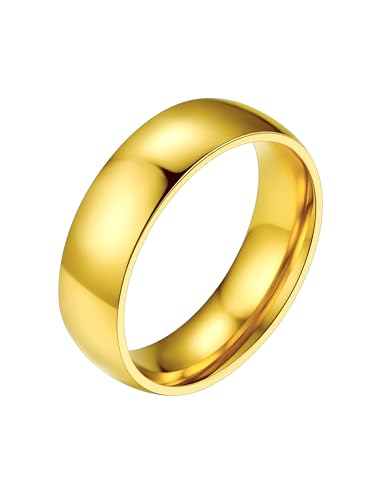 PROSTEEL Bague Homme Plaqué Or Taille 69/6mm de Large Anneau Simple Ring Boys