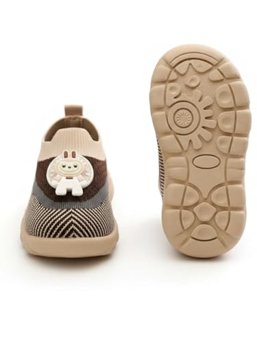 Image of HOOH Baby Unisex Walking Shoes with Musical Sound and Spinner, Knitted Upper, Slip Resistant, Mid Top Sneaker, Water Resistant, 0-24 Months