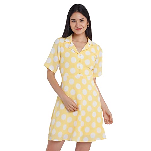 Image of Zink London Women's Yellow A-Line Short Dress