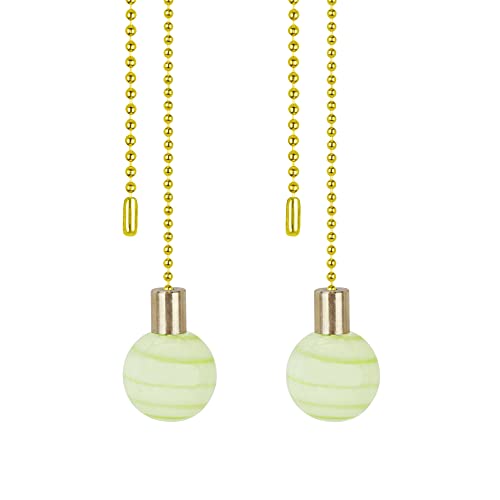 Image of Aspen Creative 20510-22, 12 inch Light Green with Green Grain Glass Knob with Pull Chain in Copper (2 Pack)