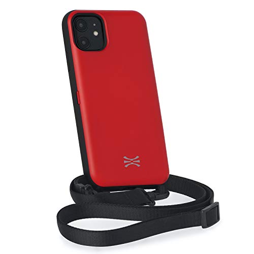 TORU CX Cross iPhone 11 Wallet Case Red with Hidden Credit Card Holder ID Slot Hard Cover, Crossbody Strap, Mirror & Lightning Adapter Apple iPhone 11 (2019) - Red