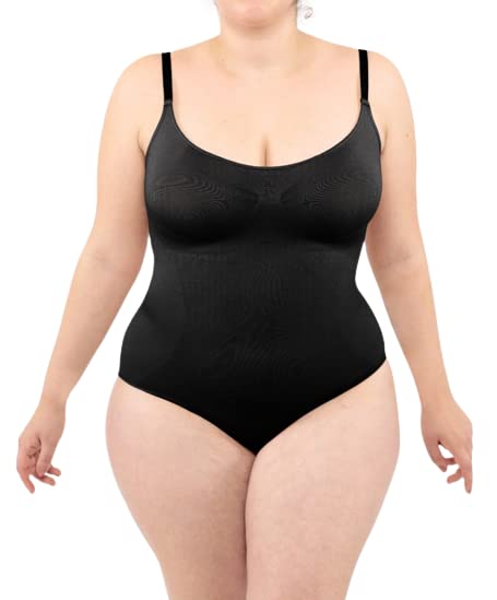 LEELA LAB Body Modellante Contenitivo Donna Taglie Forti con Spalline Regolabili, Massimo Comfort, Realizzato in Morbida Microfibra Senza Cuciture – Made in Italy