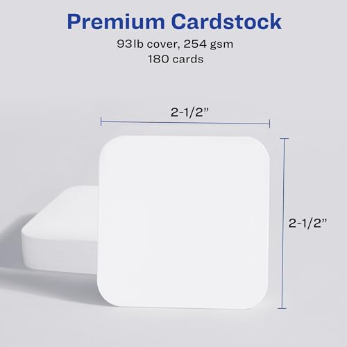 Avery Clean Edge Printable Square Cards, Sure Feed Technology, Rounded Corners, 2.5" x 2.5", Matte White, Inkjet Printer Compatible, 180 Blank Cards Total (35702) by Avery - Image 5