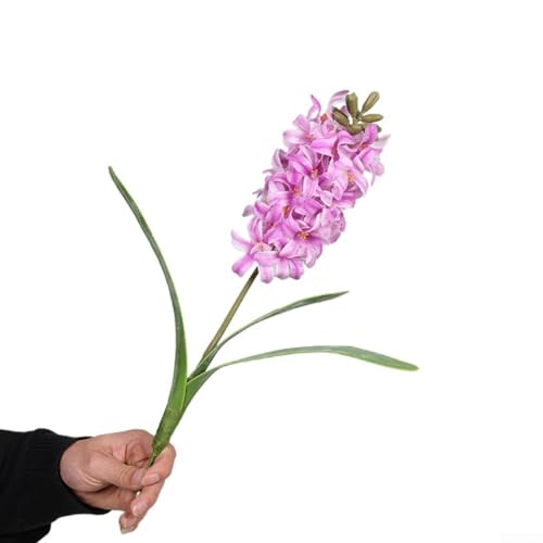Shophubio Flores artificiales de jacinto para decoración de bodas y hogar, flores artificiales de 42 cm en varios colores, plantas falsas de plástico de seda violeta para jarrón, jardín, (morado)