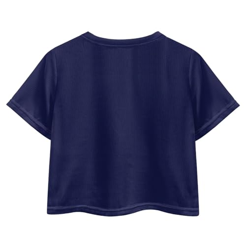 Image of Girls Summer Crop Top Outfits Short Sleeve T Shirts Kids Cute Clothes Tees Blouse