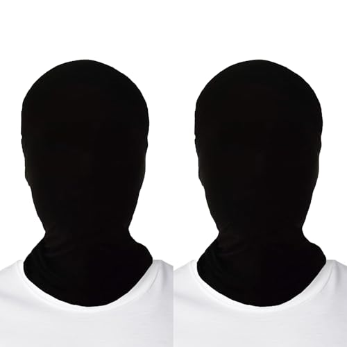 Infanote 2 Pieces Halloween Black Full Face Masks Spandex Hood Masks for Men's Women's Halloween Costume Skin Masks