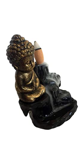 INCENSÁRIO CASCATA BUDA CRIANÇA FUMAÇA INVERTIDA (DOURADO)