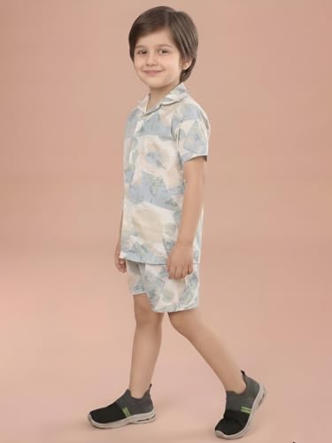 Image of POLKA TOTS 100% Cotton Co-Ord Set for Boys | Half Sleeve Shirt & Shorts Beach Outfit for Kids | Ultra-soft & Breathable Summer Clothes for Toddler & Baby Boy | Casual Dress & Printed Nightwear Set