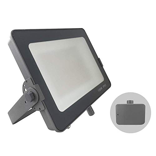 ソーラーライト 50W 4500-5000Lms、グレーケーシング屋外IP65 LED投光器、フォトセル夕暮れ時まで夜明けセンサー付き、省エネ防犯灯、三色(150 Watts)