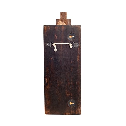 Image of AAKRITI ART CREATIONS Key Holder, Prabha Key Hanger with Brass Motifs and Beautiful Artwork | Rustic Dhokra & Wooden Wall Organizer with 4 Hooks | New Home Gifts.