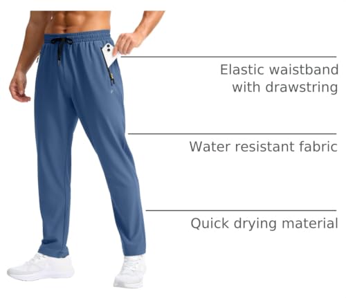 Image of Pudolla Men's Lightweight Hiking Pants Quick Dry Outdoor Sweatpants with Zipper Pockets for Athletic Workout Casual Travel