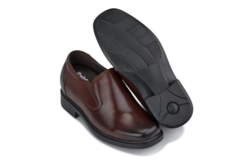 Image of Calden Men's Invisible Height Increasing Elevator Shoes - Dark Brown Leather Slip-on Lightweight Casual Loafers - 3.3 Inches Taller - K31713 - Size 9.5 D(M) US