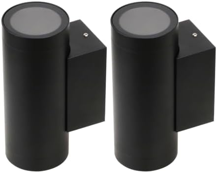 Klighten 2 pcs Black Outdoor Wall Light IP65 Up Down Outside Wall Lighting Modern Aluminum Wall Lamp for Garden Entrance Corridor Courtyard, Socket GU10, Bulb not Included