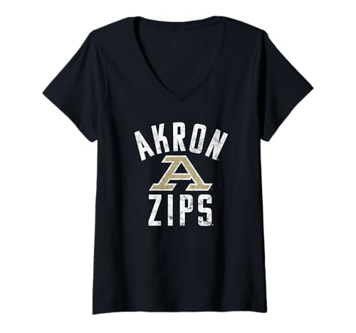 Womens University of Akron Zips Large V-Neck T-Shirt