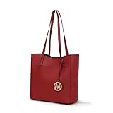 MKF Collection Bolsa feminina de couro vegano, alça superior, bolsa de ombro moderna, bolsa de ombro da Mia K, Vermelho, Large