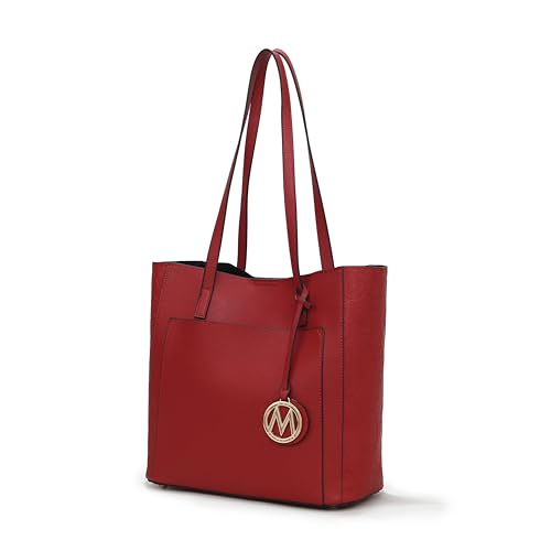 MKF Collection Bolsa feminina de couro vegano, alça superior, bolsa de ombro moderna, bolsa de ombro da Mia K, Vermelho, Large