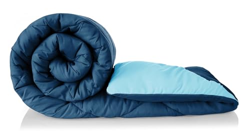 Image of HOMEKART 220 GSM Microfiber Reversible Comforter for Single Bed,Ultra Soft, Skin-Friendly & Hypoallergenic Solid Blanket|Lightweight Cozy & Machine Washable (Teal Blue and Grey)