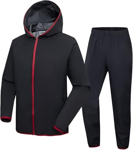 WXF86djl Impermeable de Trabajo Ropa Impermeable con Capucha for Hombres y Mujeres, Chaqueta Impermeable, Conjunto de Pantalones de Ciclismo y Camping(M)