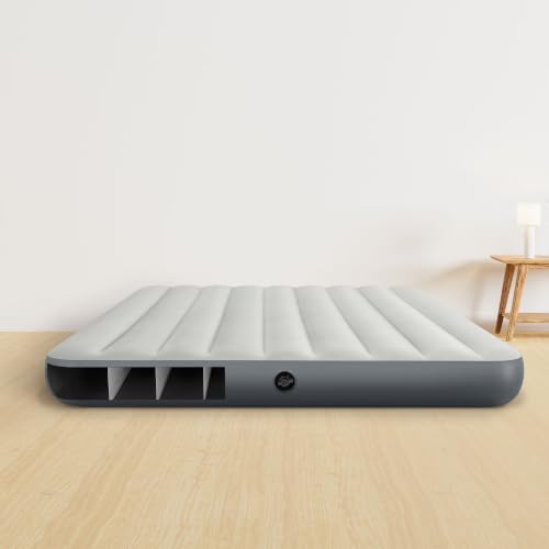Image of Intex: Dura-Beam Airbed - Queen, Grey - 10 inch Single-High Inflatable Mattress, Fiber-Tech Construction, Velvety Sleep Surface, 80x60, 2 Person, 64103FL