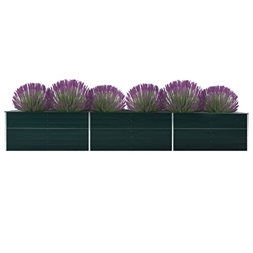 ZEYUAN Garten-Hochbeet, Pflanzkübel, Kräuterbeet, Hochbeete-kit, Schneckenzaun, Pflanztrog, Pflanzgefäße, Pflanzfolie Für Hochbeet,Teichbecken, Verzinkter Stahl 480x80x45 cm Grün