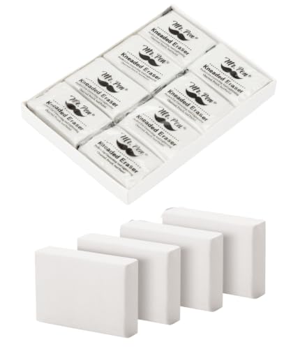 Image of Mr. Pen- Kneaded Erasers, 0.9 inch x 1.25 inch, 8 Pack, White, Soft Moldable | Art Erasers for Charcoal, Graphite & Pastel Drawing, Precision Highlighting, Smudge Control, Easy Shaping