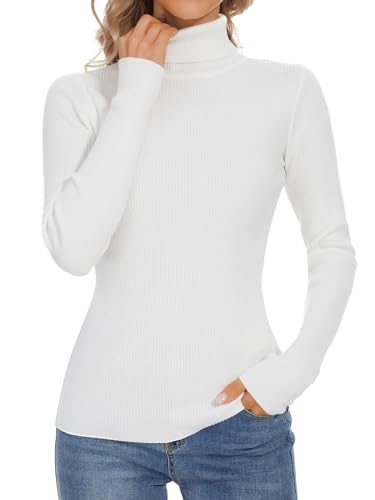 Image of Turtleneck Sweaters for Women Ribbed Long Sleeve Pullover Sweater