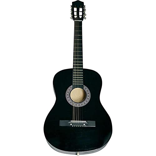 Violão Acústico Tradicional para Iniciantes, 6 Cordas de Aço, Preto, 38', Madeira Birch/Basswood