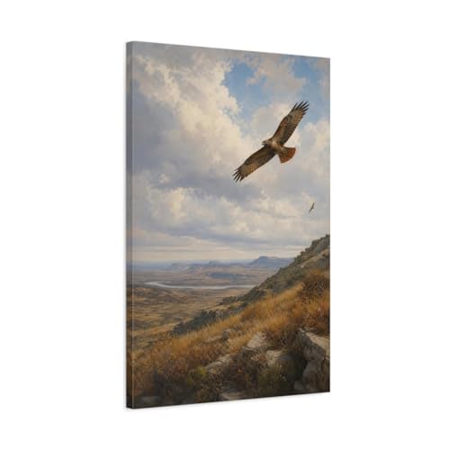 Tableau faucons pour habiller un grand mur de salon vide 50x75cm