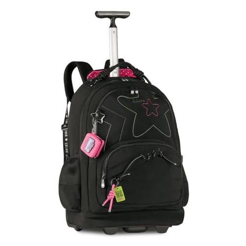 Mochila Carrinho Luluca Bolsa Escolar Feminina Adolescente LU27029 (Preto)
