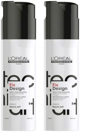 L'Oréal Professionnel, Spray de alta fijación para el pelo, Acabado brillante de aspecto natural, Fix Design, TECNIART, 200ml (Paquete de 2)