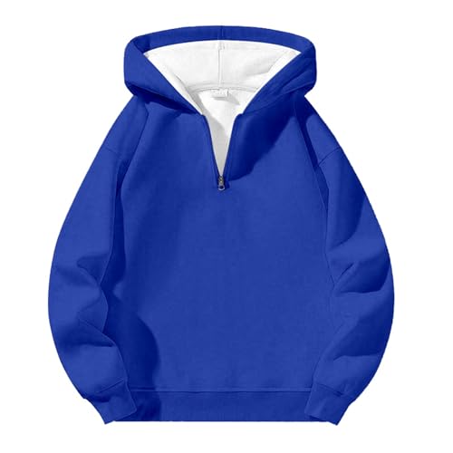 Mens Quarter Zip Hoodies Long Sleeve Drop Shoulder Sweatshirts Fleece Casual Loose Fit Pullover Sweatshirts Winter