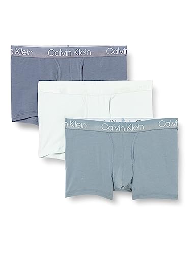 Photo de Calvin Klein Boxer Homme Lot De 3 Caleçon Coton Stretch, Multicolore (Beloved Bl/Asphalt Gry/Dragon Fly), S