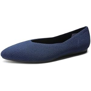 DREAM PAIRS Pointed Toe Flats for Women, Comfortable Dressy Knit Ballet Flats with Arch Support, Women's Dress Shoes for Work Office Business Casual Travel 9 Navy