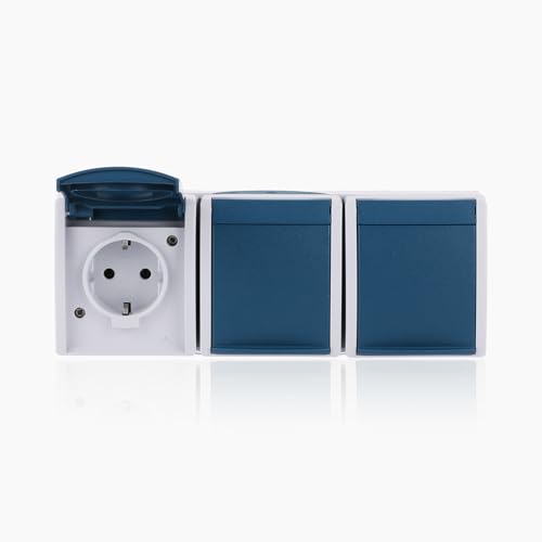 Busch-Jaeger 2300/3 EW-53 SCHUKO Steckdose 3-fach (Thermoplast) Grau ocean (IP 44) 2CKA002084A0698