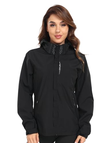 Women's Thin Rain Jacket waterproof Lightweight RainCoat with Hood for Golf Outdoor Hiking Windbreaker S-2XL