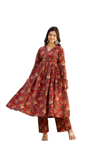 Image of FABNEX Kurta Set for Women | Women Kurta Pant Set |Cotton Blend Regular Women Kurti (Mix Kurta Set)