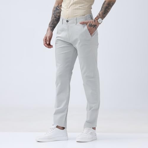 Image of BASICS Premium Cotton Stretch Formal Trousers for Men | Office Pants
