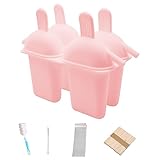 Drip Free Silicone Popsicle Mold Set, Ice Pop Molds BPA-Free Reusable Ice Pop Maker with Straw Homemade Popsicle Mold with Cleaning Brush, Popsicle Bag and Popsicle Sticks (Pink)