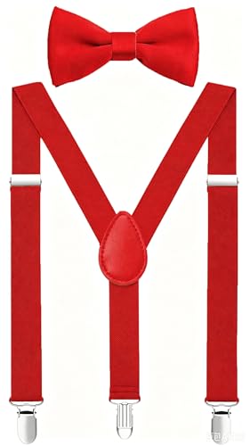 Image of Boys' Men's Suspenders and Bow Tie Set Elastic Adjustable