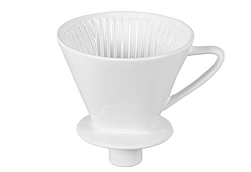 Cilio 0000106091 Kaffeefilter mit Stutzen, Größe 4, Keramik, silber, 14,6 x 15 x 16 cm