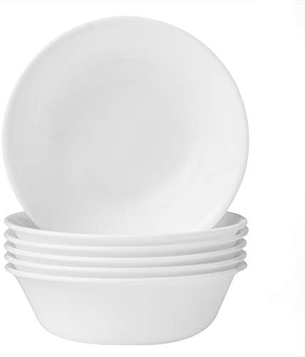 Corelle Cereal Bowl Set for 6 | 18 Ounce Reusable Soup Bowls in Winter Frost White | Triple Layer Strong Glass is Eco-Friendly and Highly Chip and Crack Resistant | Dishwasher and Microwave Safe