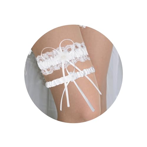 Wedding Garter Belts for Women,2 Pieces Lace Garter for Bride Leg Thigh Band,Women’s Bridal Garters Set Stretchy Elastic4