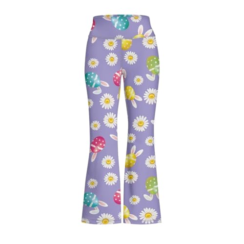 Easter Girls Flare Pants Size 5-14 Years Wide Leg Tummy Control Bell Bottoms High Waist Leggings Kids Outfit