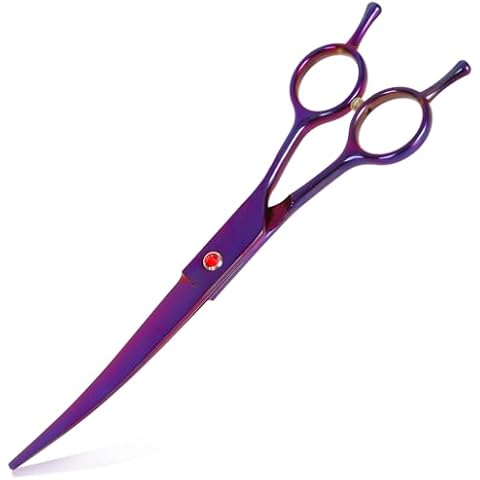 SUMCOO Dog Grooming Scissors Premium Stainless Steel Curved Hair Cutting Scissors for Dogs & Cats (Purple) Cover